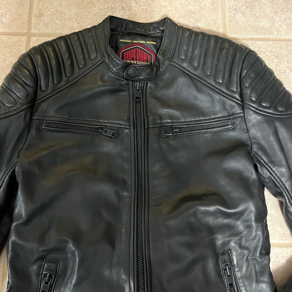 SuperDry men’s leather moto jacket